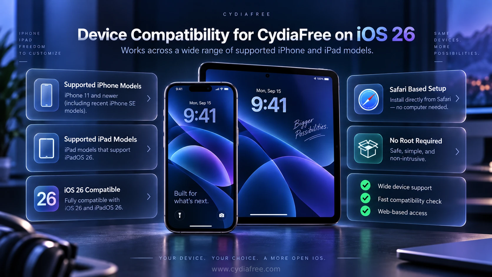 iOS 26 CydiaFree compatibility for iPhone and iPad